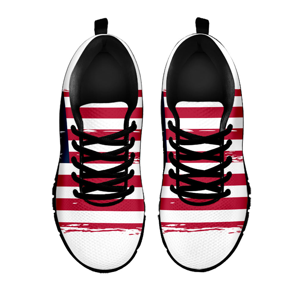 Grunge Flag Of USA Print Black Sneakers