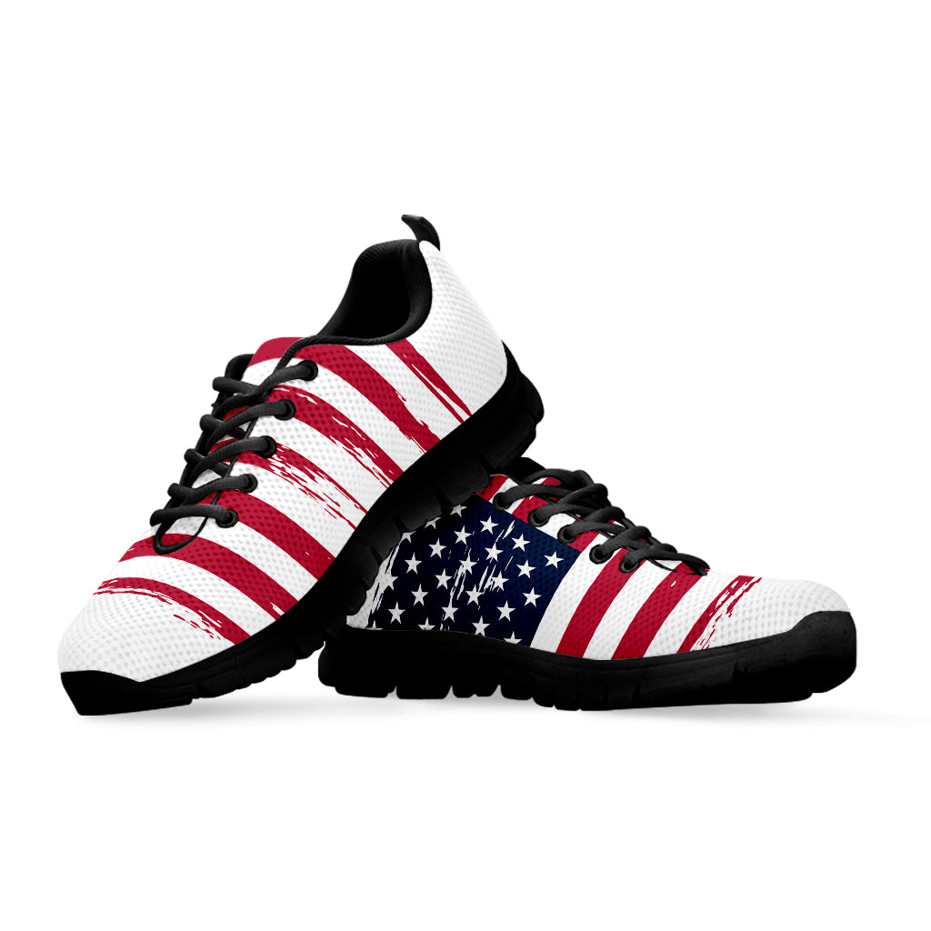 Grunge Flag Of USA Print Black Sneakers