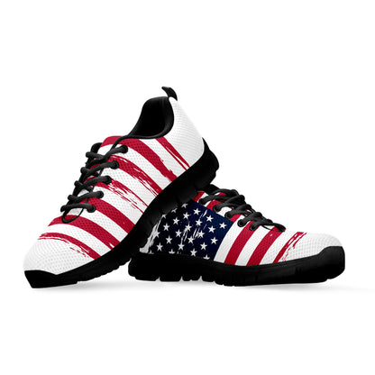 Grunge Flag Of USA Print Black Sneakers