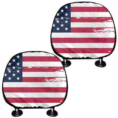 Grunge Flag Of USA Print Car Headrest Covers