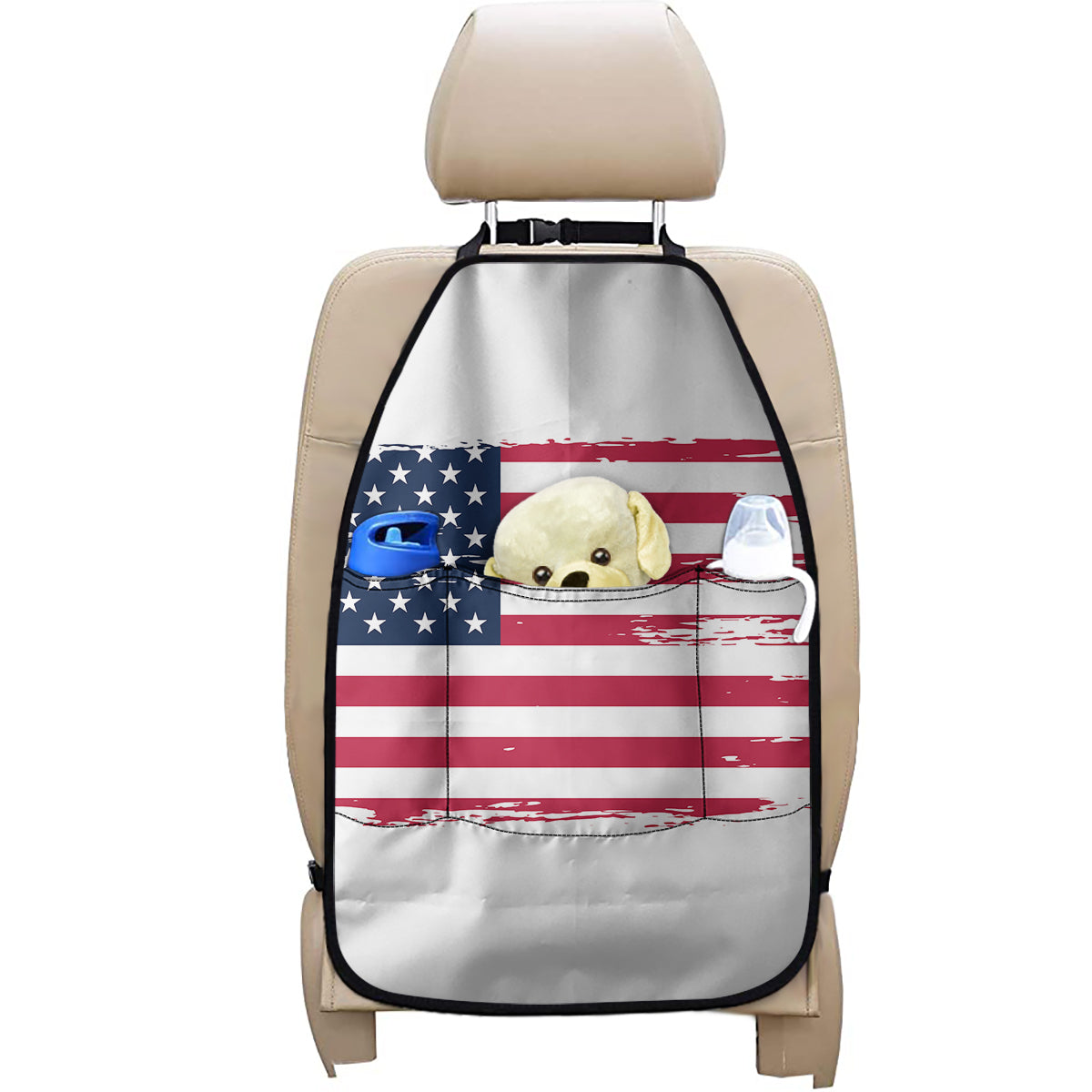 Grunge Flag Of USA Print Car Seat Organizers
