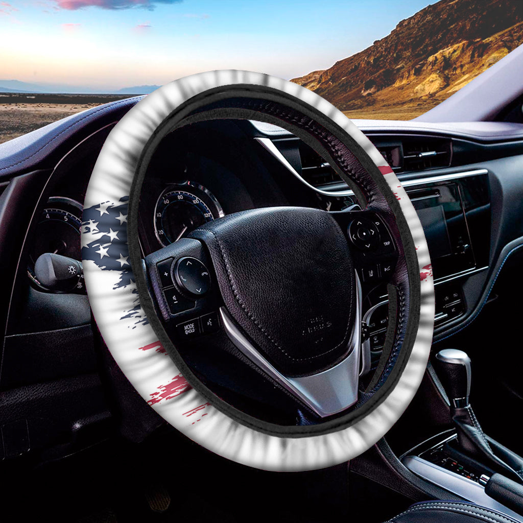 Grunge Flag Of USA Print Car Steering Wheel Cover