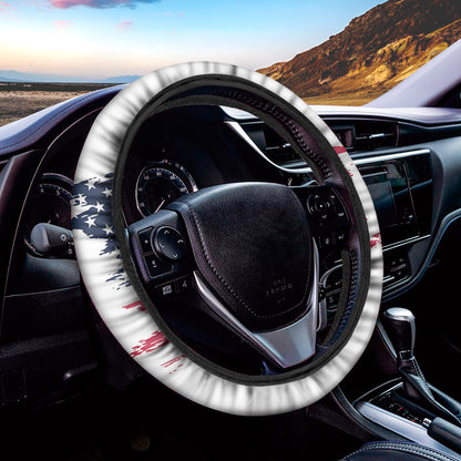 Grunge Flag Of USA Print Car Steering Wheel Cover