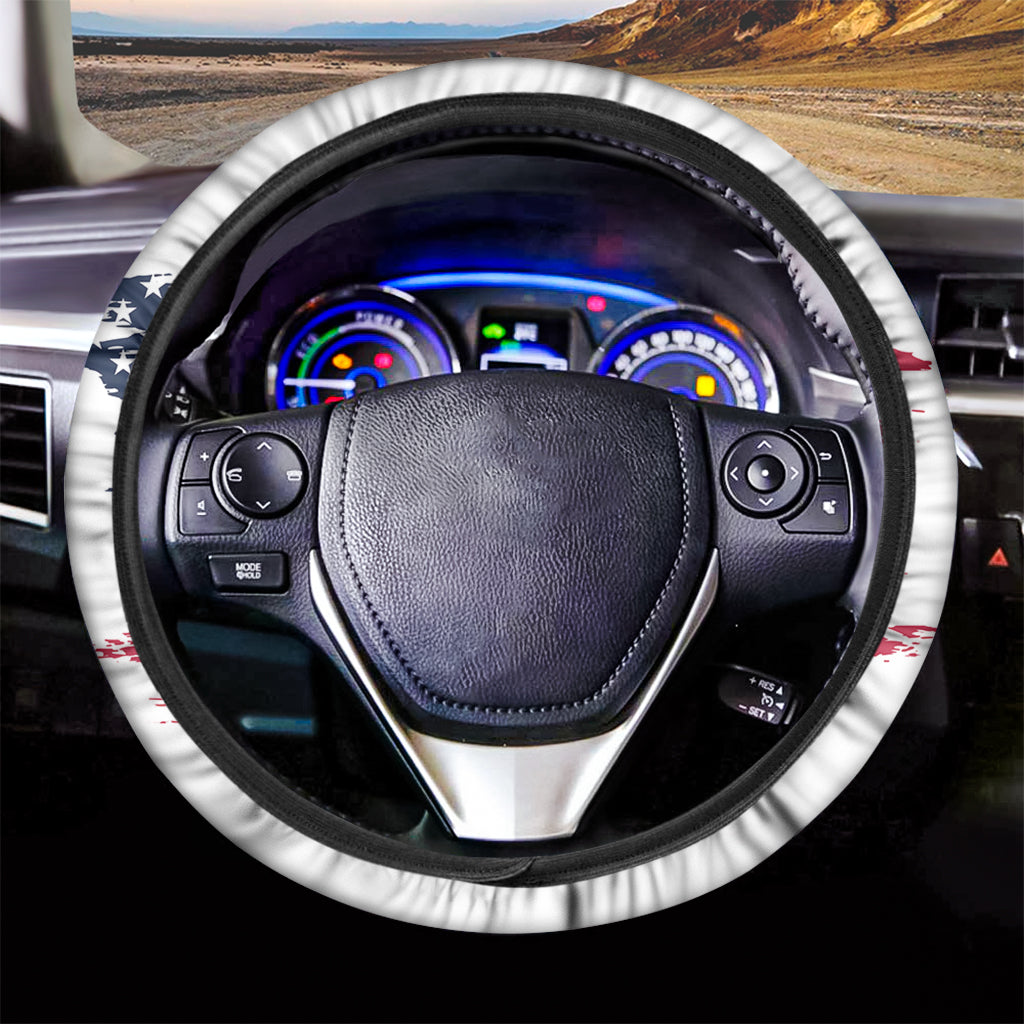 Grunge Flag Of USA Print Car Steering Wheel Cover