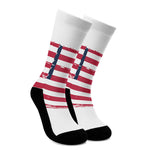 Grunge Flag Of USA Print Crew Socks