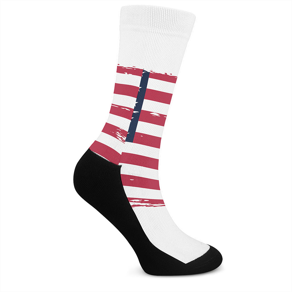 Grunge Flag Of USA Print Crew Socks