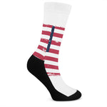 Grunge Flag Of USA Print Crew Socks