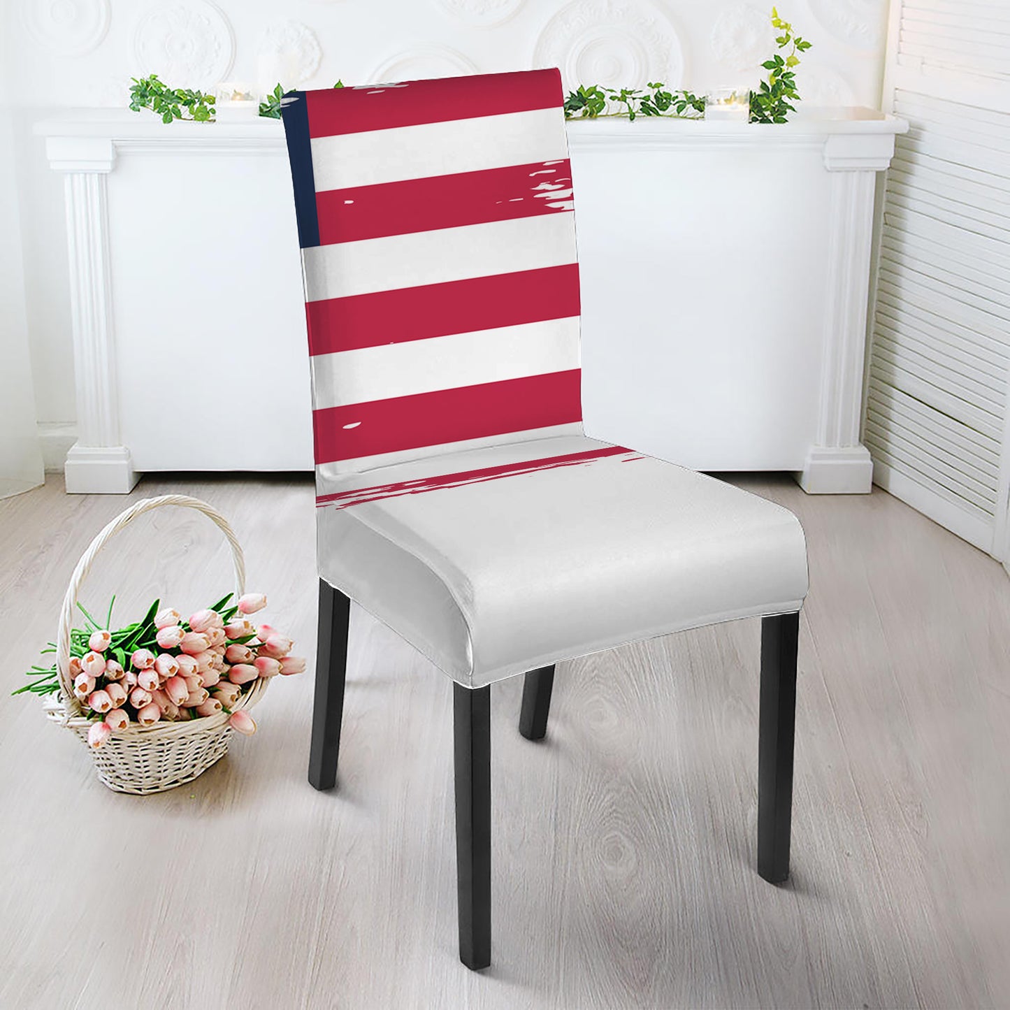 Grunge Flag Of USA Print Dining Chair Slipcover