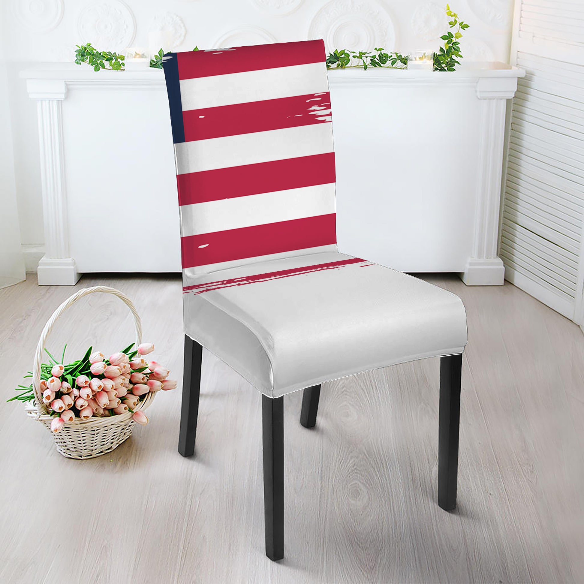 Grunge Flag Of USA Print Dining Chair Slipcover