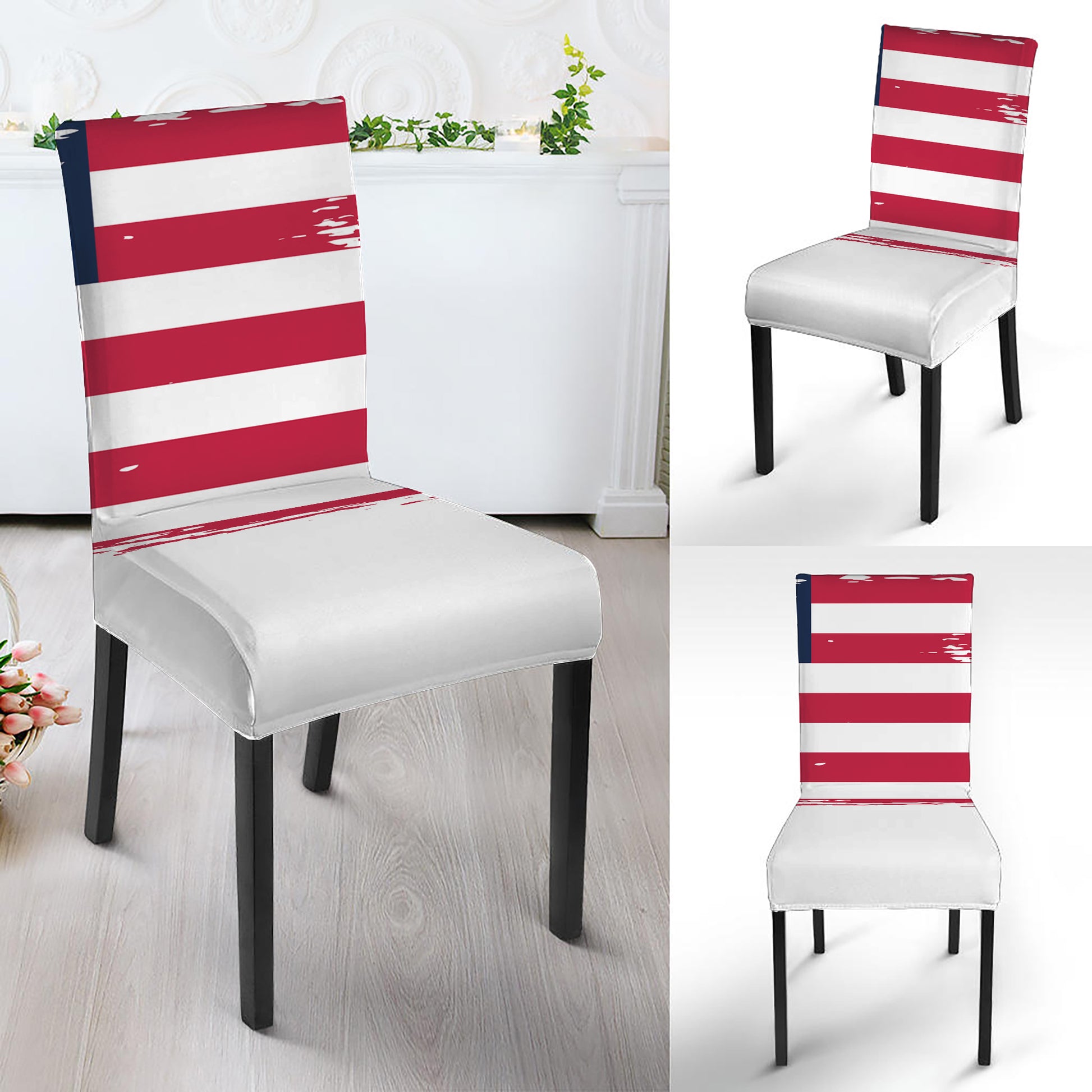 Grunge Flag Of USA Print Dining Chair Slipcover