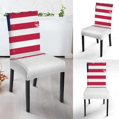 Grunge Flag Of USA Print Dining Chair Slipcover