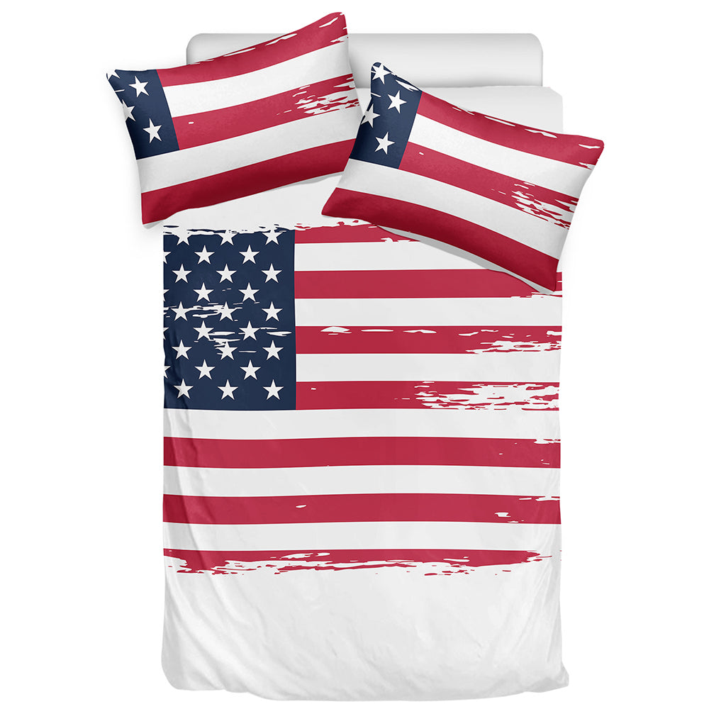 Grunge Flag Of USA Print Duvet Cover Bedding Set