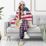 Grunge Flag Of USA Print Hooded Blanket