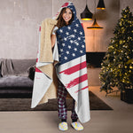 Grunge Flag Of USA Print Hooded Blanket