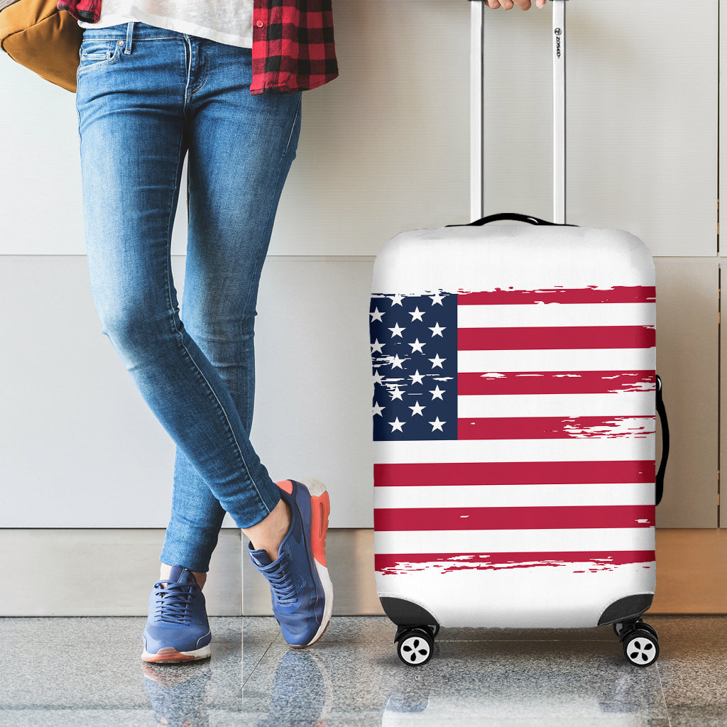 Grunge Flag Of USA Print Luggage Cover