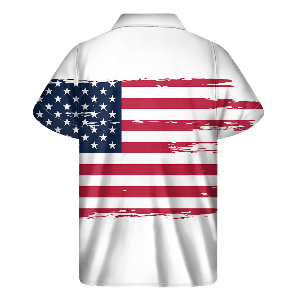 Grunge Flag Of USA Print Men's Short Sleeve Shirt