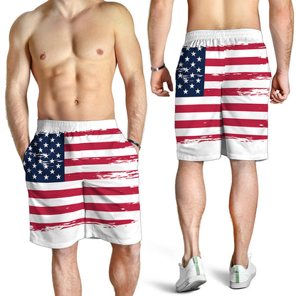 Grunge Flag Of USA Print Men's Shorts