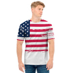 Grunge Flag Of USA Print Men's T-Shirt