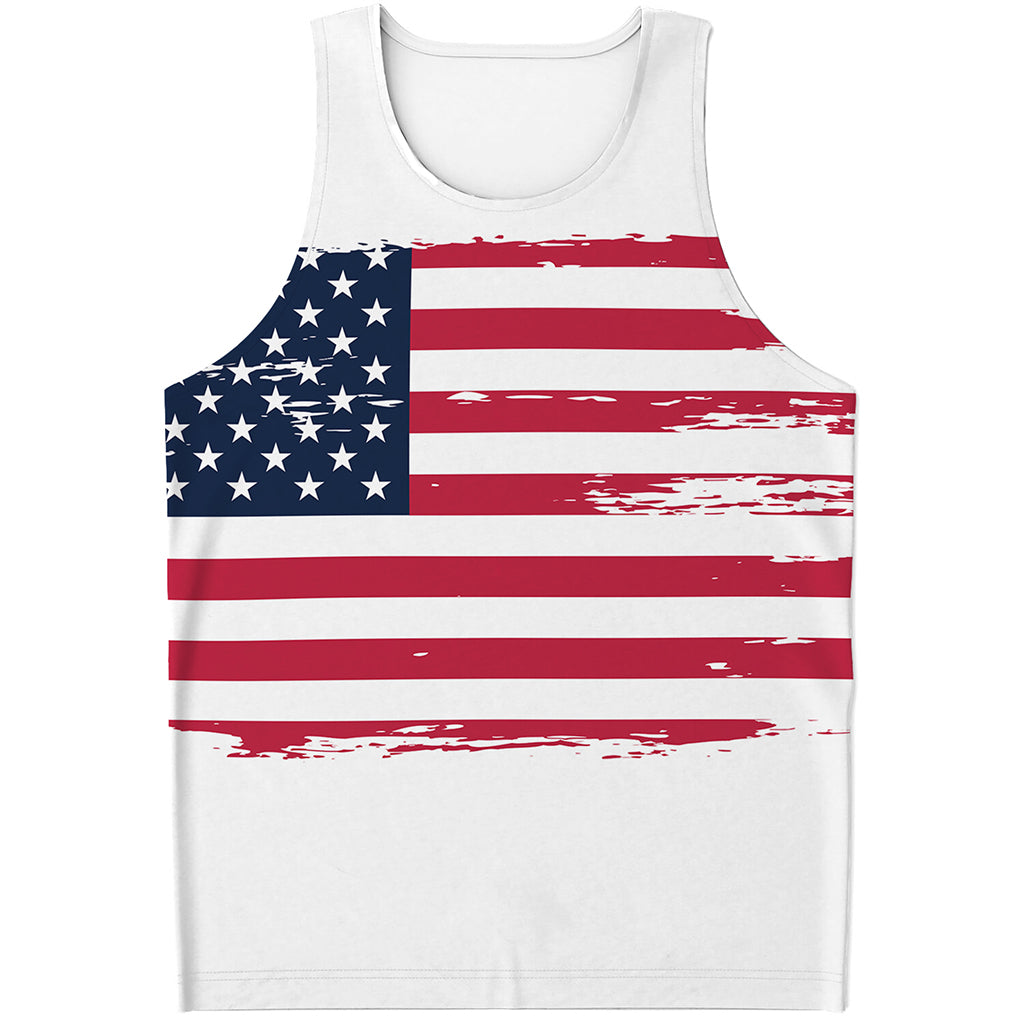 Grunge Flag Of USA Print Men's Tank Top