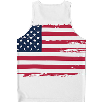 Grunge Flag Of USA Print Men's Tank Top