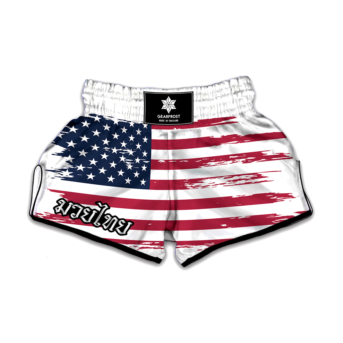 Grunge Flag Of USA Print Muay Thai Boxing Shorts