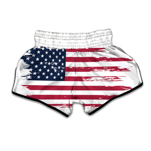 Grunge Flag Of USA Print Muay Thai Boxing Shorts