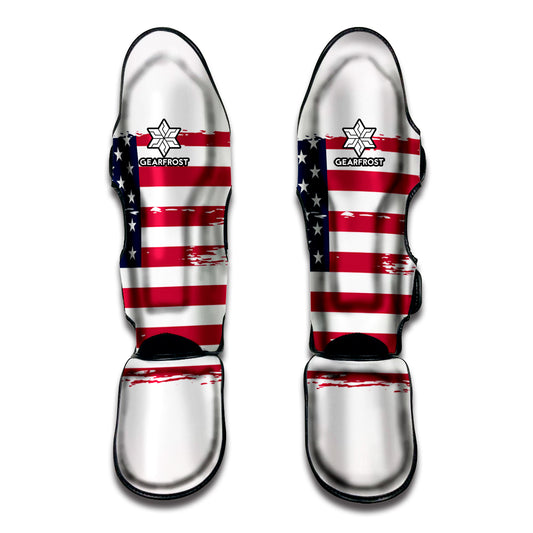 Grunge Flag Of USA Print Muay Thai Shin Guard