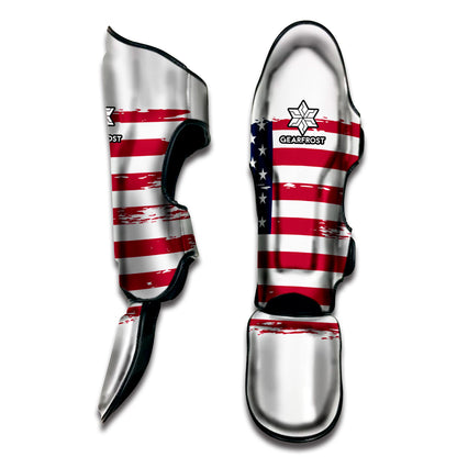 Grunge Flag Of USA Print Muay Thai Shin Guard
