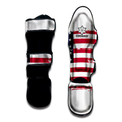 Grunge Flag Of USA Print Muay Thai Shin Guard