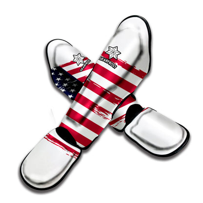 Grunge Flag Of USA Print Muay Thai Shin Guard