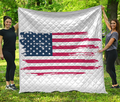 Grunge Flag Of USA Print Quilt