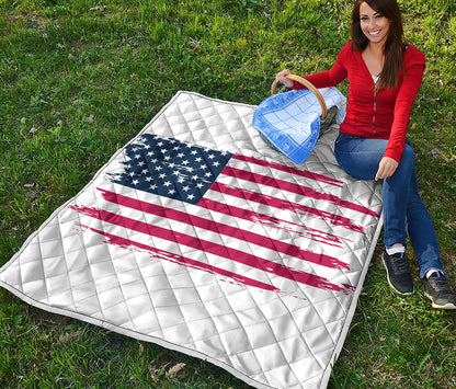 Grunge Flag Of USA Print Quilt