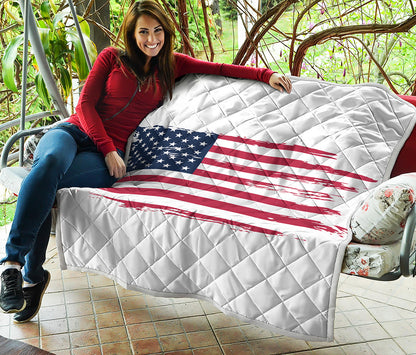 Grunge Flag Of USA Print Quilt