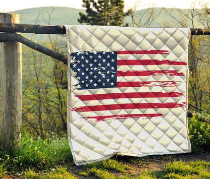Grunge Flag Of USA Print Quilt
