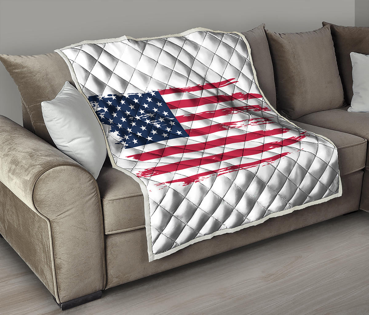 Grunge Flag Of USA Print Quilt