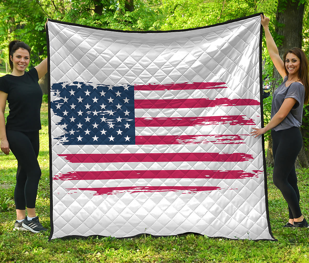 Grunge Flag Of USA Print Quilt