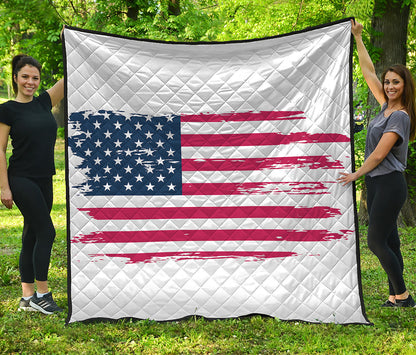 Grunge Flag Of USA Print Quilt