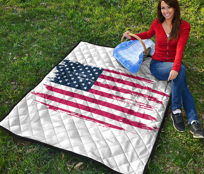 Grunge Flag Of USA Print Quilt