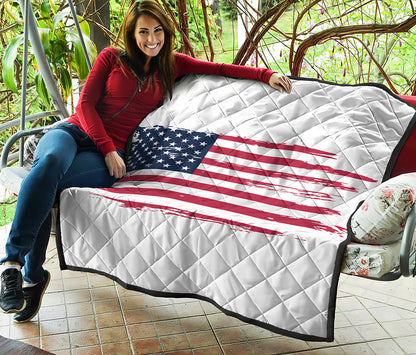 Grunge Flag Of USA Print Quilt