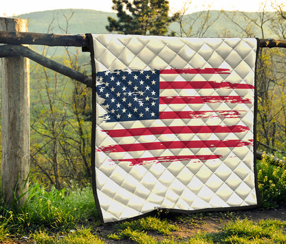 Grunge Flag Of USA Print Quilt