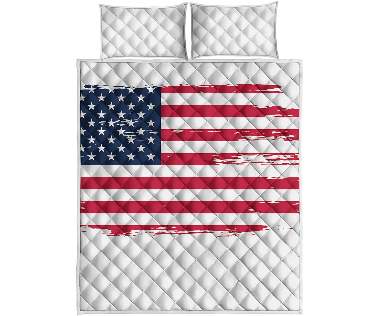 Grunge Flag Of USA Print Quilt Bed Set