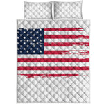 Grunge Flag Of USA Print Quilt Bed Set