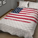 Grunge Flag Of USA Print Quilt Bed Set