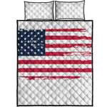 Grunge Flag Of USA Print Quilt Bed Set