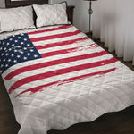 Grunge Flag Of USA Print Quilt Bed Set