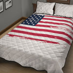 Grunge Flag Of USA Print Quilt Bed Set