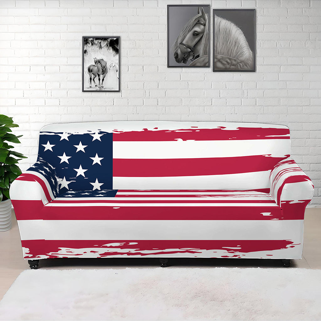 Grunge Flag Of USA Print Sofa Cover