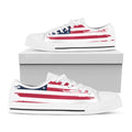 Grunge Flag Of USA Print White Low Top Sneakers