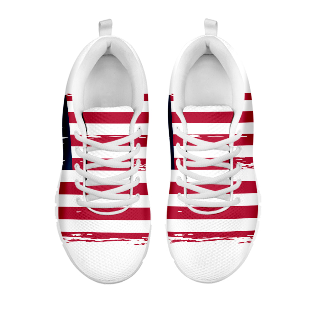 Grunge Flag Of USA Print White Sneakers