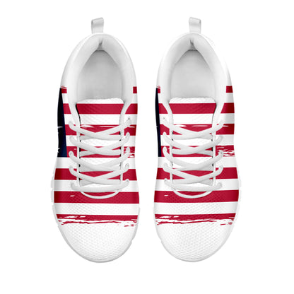 Grunge Flag Of USA Print White Sneakers